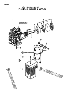  Двигатель Yanmar YSG2000-6, узел -  Воздушный фильтр и глушитель 