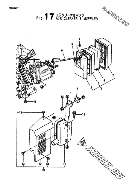  Воздушный фильтр и глушитель двигателя Yanmar YSG3500-5