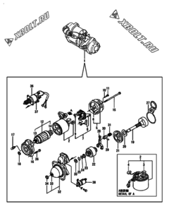  Двигатель Yanmar 6CXL-DTA, узел -  Стартер 