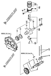  Двигатель Yanmar GA240, узел -  Коленвал, поршень и распредвал 