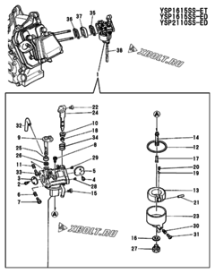 Двигатель Yanmar GA240, узел -  Карбюратор 