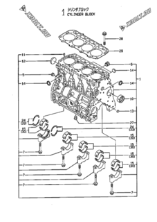  Двигатель Yanmar 4TNE98-AG, узел -  Блок цилиндров 