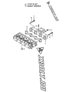  Двигатель Yanmar 4TNE98-AG, узел -  Выпускной коллектор 