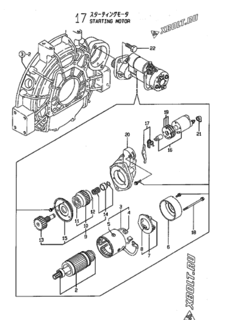  Двигатель Yanmar 4TNE98-AG, узел -  Стартер 