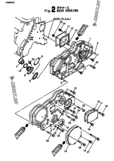  Двигатель Yanmar 6LYL-DTGB, узел -  Корпус редуктора 
