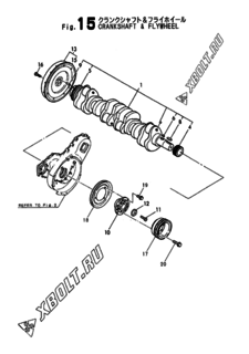  Двигатель Yanmar 6CXL-DTGB, узел -  Коленвал и маховик 