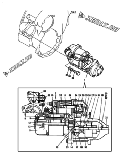  Двигатель Yanmar 6CXL-DTGB, узел -  Стартер 