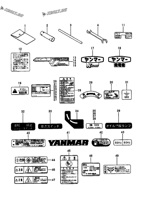  ЯРЛЫКИ двигателя Yanmar YSG2000SS51/61