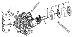  Двигатель Yanmar YEU2400, узел -  Воздушный фильтр и глушитель 