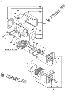  Двигатель Yanmar YMP-M10, узел -  Воздушный фильтр и глушитель 