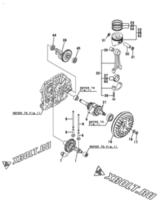  Двигатель Yanmar YMP-M10, узел -  Коленвал, поршень и распредвал 
