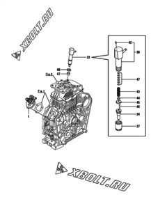  Двигатель Yanmar L100V6BR9R9HASS, узел -  Топливный насос высокого давления (ТНВД) и форсунка 