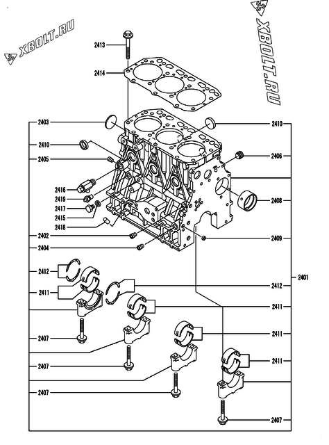  Блок цилиндров двигателя Yanmar KNZP450G1N