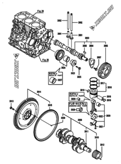  Двигатель Yanmar PNZP450G2T, узел -  Распредвал, коленвал и поршень 