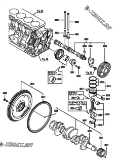  Двигатель Yanmar PNZP840G2T, узел -  Распредвал, коленвал и поршень 