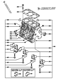  Двигатель Yanmar KNZP450G2N, узел -  Блок цилиндров 