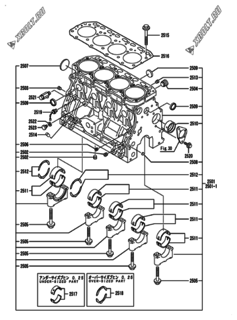  Двигатель Yanmar KNZP840G2N, узел -  Блок цилиндров 