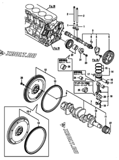  Двигатель Yanmar KNZP850H1N, узел -  Распредвал, коленвал и поршень 