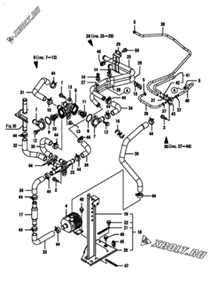  Двигатель Yanmar CNZP450H1N, узел -  Устройство охлаждения воды 