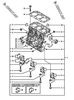  Двигатель Yanmar CNZP450H1N, узел -  Блок цилиндров 
