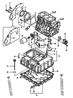  Двигатель Yanmar CNZP450H1N, узел -  Крепежный фланец и масляный картер 