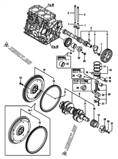  Двигатель Yanmar CNZP560H1N, узел -  Распредвал, коленвал и поршень 