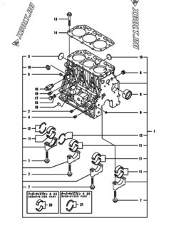  Двигатель Yanmar ENZP450H1JB, узел -  Блок цилиндров 