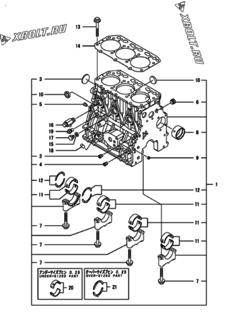  Двигатель Yanmar ENZP560H1JB, узел -  Блок цилиндров 