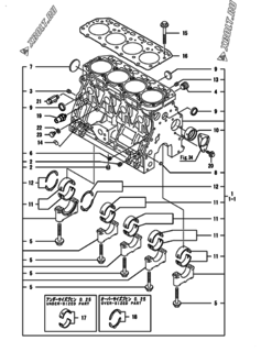  Двигатель Yanmar ENZP850H1JB, узел -  Блок цилиндров 