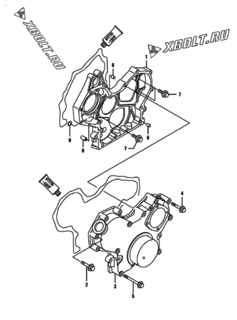  Двигатель Yanmar ENZP850H1JB, узел -  Корпус редуктора 