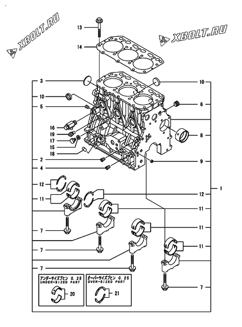  Блок цилиндров двигателя Yanmar ANZP450H1P