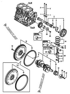  Двигатель Yanmar ANZP450H1P, узел -  Распредвал, коленвал и поршень 