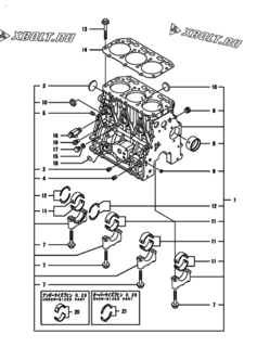 Двигатель Yanmar ANZP560H1P, узел -  Блок цилиндров 