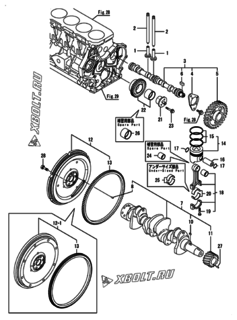  Двигатель Yanmar ANZP850H1P, узел -  Распредвал, коленвал и поршень 