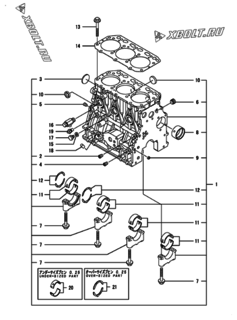  Двигатель Yanmar PNZP450H1P, узел -  Блок цилиндров 