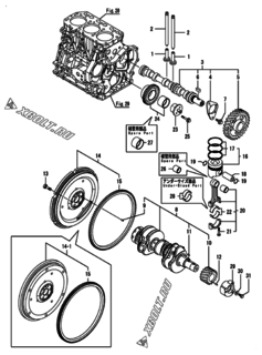 Двигатель Yanmar PNZP450H1T, узел -  Распредвал, коленвал и поршень 