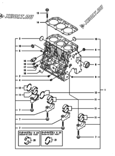  Двигатель Yanmar PNZP560H1P, узел -  Блок цилиндров 