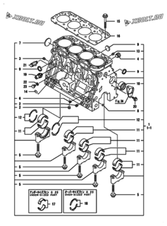  Двигатель Yanmar PHZP850H1P, узел -  Блок цилиндров 
