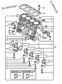 Двигатель Yanmar HWZP710H1P, узел -  Блок цилиндров 