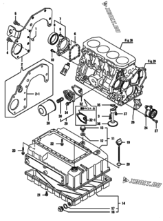  Двигатель Yanmar HWZP710H1N, узел -  Крепежный фланец и масляный картер 