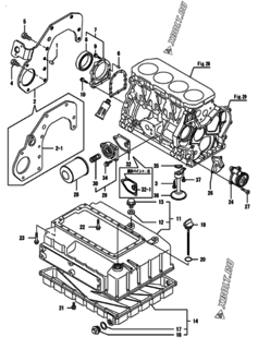  Двигатель Yanmar HWZP850H1N, узел -  Крепежный фланец и масляный картер 