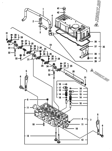  Головка блока цилиндров (ГБЦ) двигателя Yanmar CP4WE-SNB