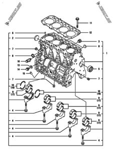  Двигатель Yanmar CP25WE-TPB, узел -  Блок цилиндров 