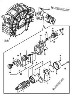  Двигатель Yanmar CP25WE-TF, узел -  Стартер 