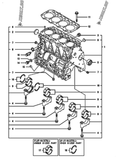  Двигатель Yanmar CP25WRZ-TNC, узел -  Блок цилиндров 