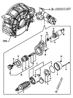 Двигатель Yanmar CP25WRZ-TNC, узел -  Стартер 
