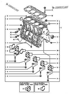 Двигатель Yanmar CP25WC-TN, узел -  Блок цилиндров 
