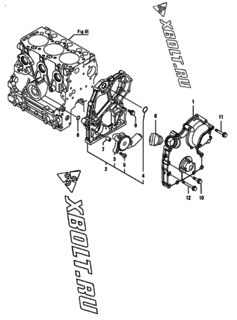  Двигатель Yanmar CP5WG-SN, узел -  Корпус редуктора 