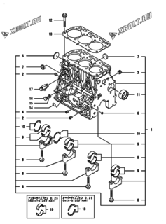  Двигатель Yanmar CP10WN-SN, узел -  Блок цилиндров 