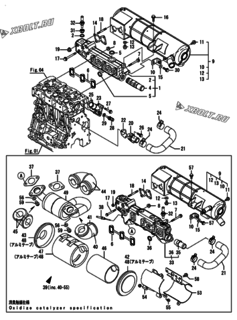  Двигатель Yanmar CP10WN-SPB, узел -  Выпускной коллектор и теплообменник 